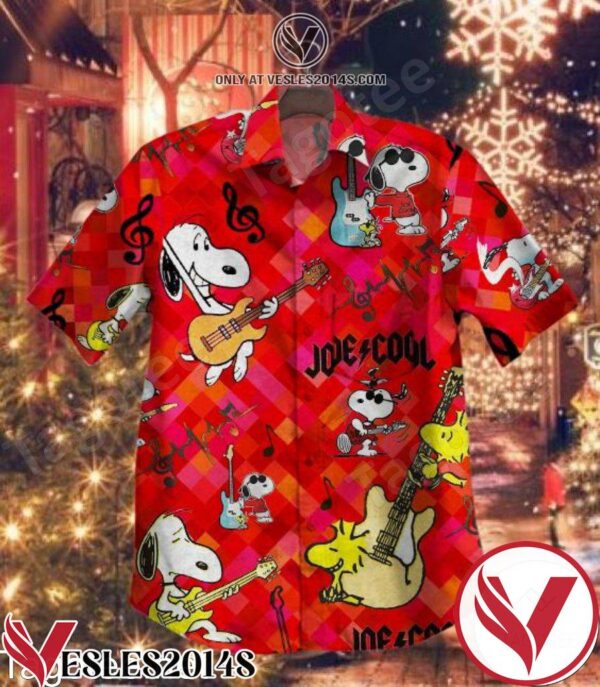 Snoopy Guitar Music Red Hawaiian Shirt, Unique Gifts For Friends - Vesles2014S 1