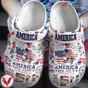 Snoopy Independence Day Cartoon Crocs Crocband Clogs Shoes Comfortable For Men Women and Kids, Unique Gift From  Vesles2014S