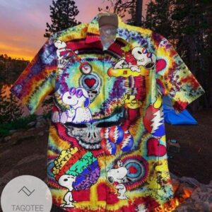 Snoopy Tie Dye Pattern Cartoon Peanuts For men And Women Graphic Print Short Sleeve Hawaiian Casual Shirt Vesles2014S 1