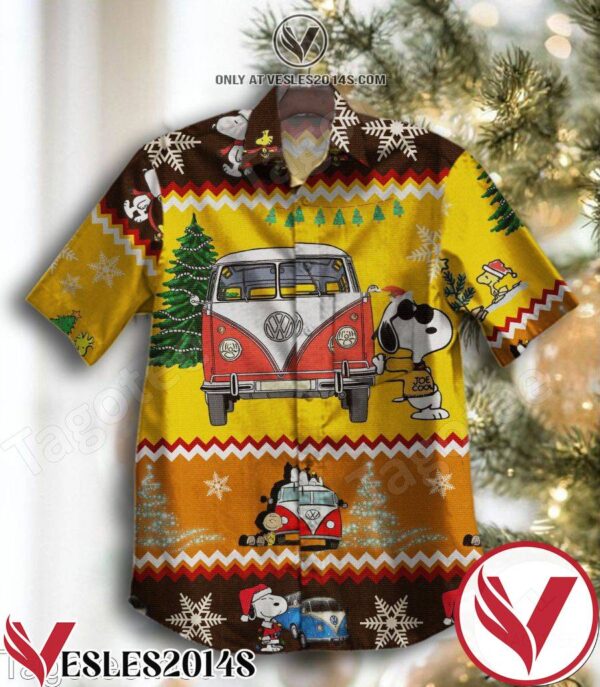 Snoopy Volkswagen Bus Christmas Hawaiian Shirt, Unique Gifts For Friends - Vesles2014S 1