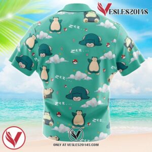 Snorlax Pattern Pokemon Hawaiian Button Up Shirt, Perfect Gifts For Anime Lovers - Vesles2014S 1
