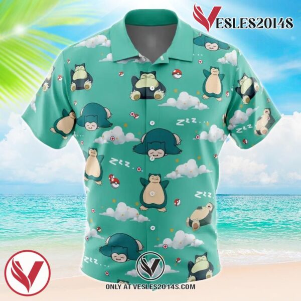 Snorlax Pattern Pokemon Hawaiian Button Up Shirt, Perfect Gifts For Anime Lovers - Vesles2014S