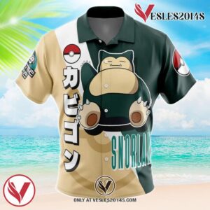 Snorlax Pokemon Hawaiian Button Up Shirt, Perfect Gifts For Anime Lovers - Vesles2014S