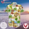 Snowman And Hawaii Trip Hawaiian Graphic Print Short Sleeve Hawaiian Casual Shirt Vesles2014S