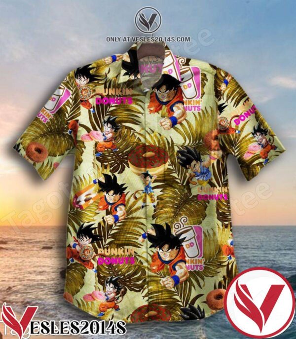 Son Goku Dragon Ball Dunkin’ Donuts Tropical Leaf Hawaiian Shirt, Unique Gifts For Friends - Vesles2014S 1