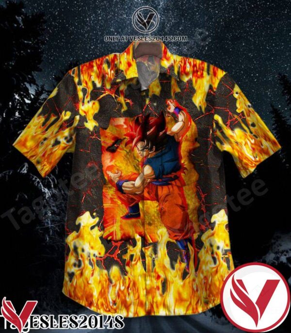 Son Goku Dragon Ball On Fire Hawaiian Shirt, Unique Gifts For Friends - Vesles2014S 1