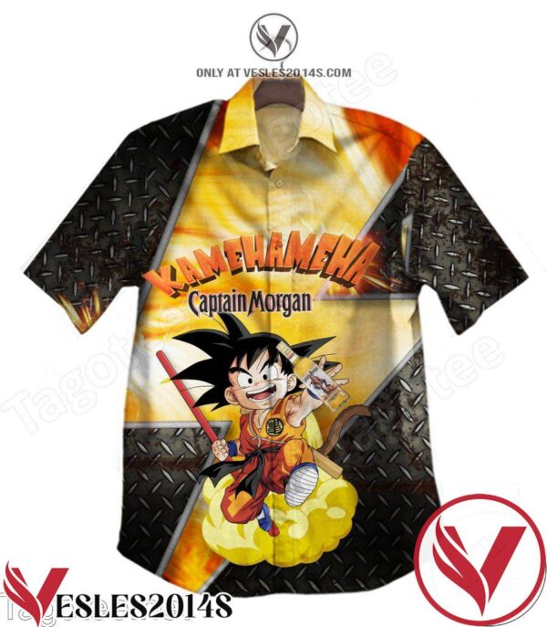 Songoku Kamehameha Dragon Ball Z With Captain Morgan Hawaiian Shirt, Unique Gifts For Friends - Vesles2014S 1