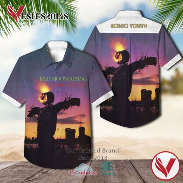 Sonic Youth Band Bad Moon Rising Album Hawaiian Shirt, Best Gift For Music Lovers Vesles2014S