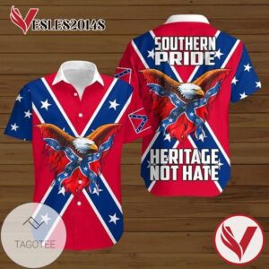 Southern Pride Heritage Not Hate Hawaiian Graphic Print Short Sleeve Hawaiian Casual Shirt Vesles2014S