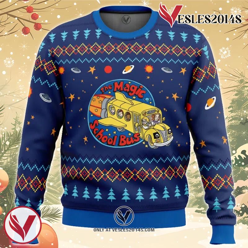 Space Adventures The Magic School Bus Ugly Christmas Sweater, Unique Christmas Gift For Fans - Vesles2014S