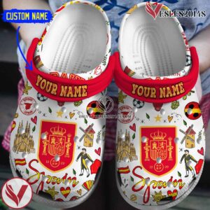 Spain National Football Team 2024 EuroCrocs Crocband Clogs Shoes Comfortable For Men Women and Kids, Unique Gift From  Vesles2014S