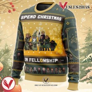 Spend Christmas in Fellowship The Lord of the Rings Ugly Christmas Sweater, Unique Christmas Gift For Fans - Vesles2014S 1