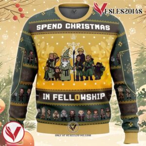 Spend Christmas in Fellowship The Lord of the Rings Ugly Christmas Sweater, Unique Christmas Gift For Fans - Vesles2014S