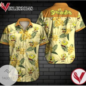Spongebob Squarepants Graphic Print Short Sleeve Hawaiian Casual Shirt Vesles2014S