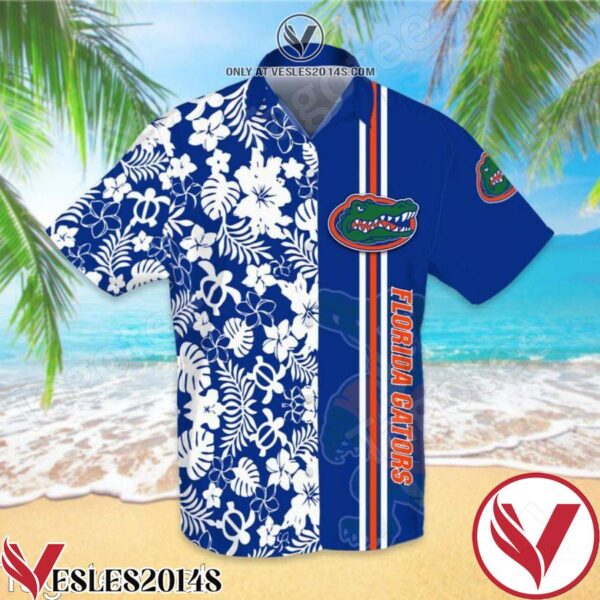 Sports American Football Ncaaf Florida Gators White Hibiscus On Blue Hawaiian Shirt, Unique Gifts For Friends - Vesles2014S 1