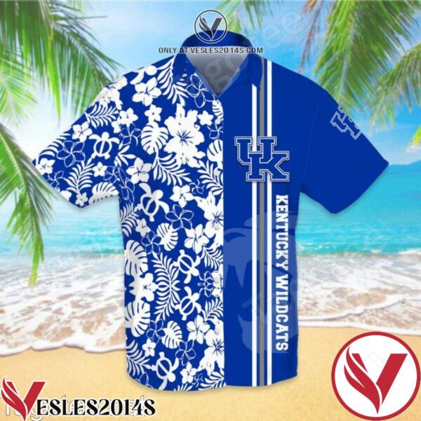 Sports American Football Ncaaf Kentucky Wildcats White Hibiscus On Blue Hawaiian Shirt, Unique Gifts For Friends - Vesles2014S 1