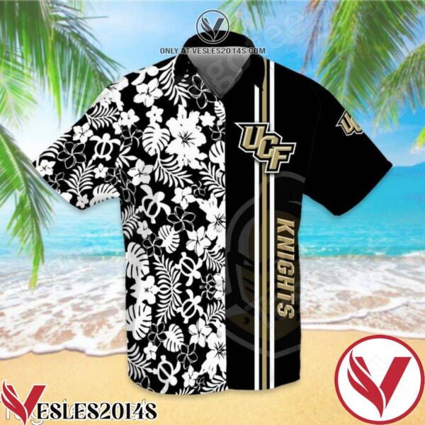 Sports American Football Ncaaf Ucf Knights White Hibiscus On Black Hawaiian Shirt, Unique Gifts For Friends - Vesles2014S 1