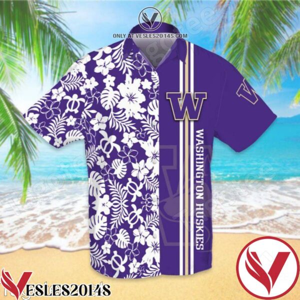 Sports American Football Ncaaf Washington Huskies White Hibiscus On Purple Hawaiian Shirt, Unique Gifts For Friends - Vesles2014S 1
