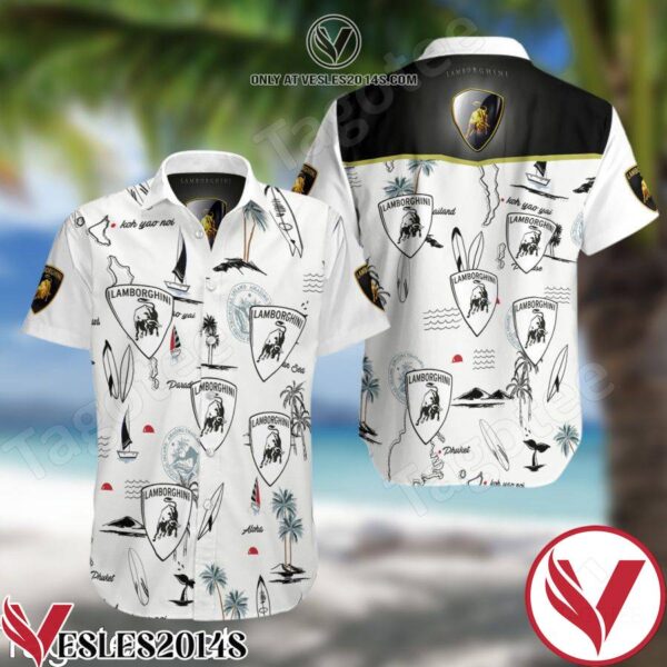 Squadra Corse Lamborghini F1 Racing White Hawaiian Shirt And Short, Unique Gifts For Friends - Vesles2014S 1
