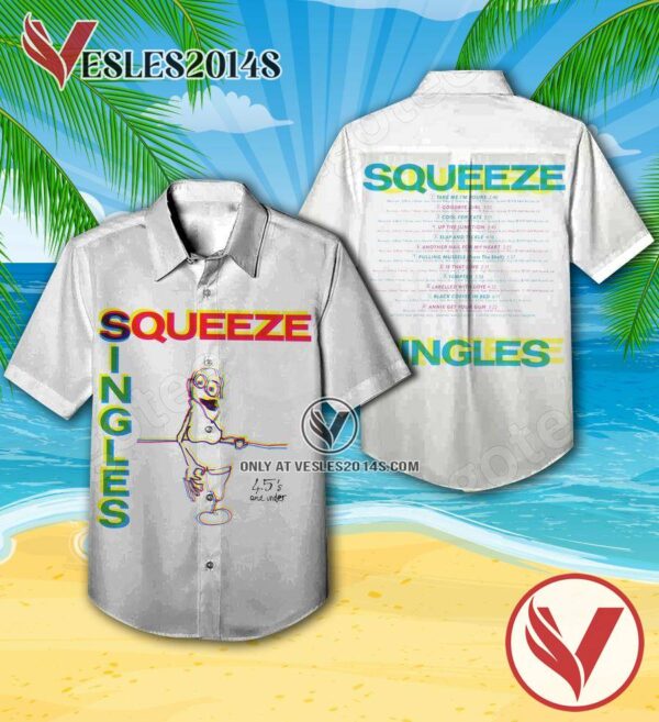 Squeeze Singles 45’s And Under Compilation Album Cover Hawaiian Shirt, Unique Gifts For Music Lovers - Vesles2014S