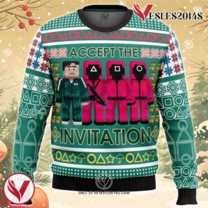 Squid Game Invitation Ugly Christmas Sweater, Unique Christmas Gift For Fans - Vesles2014S