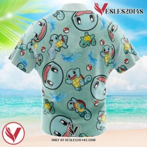 Squirtle Pattern Pokemon Hawaiian Button Up Shirt, Perfect Gifts For Anime Lovers - Vesles2014S 1