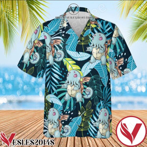 Squirtle Pokemon Cthulhu Tropical Leaves Hawaiian Shirt, Unique Gifts For Friends - Vesles2014S 1