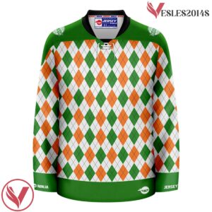 St Patrick's Day Pattern Argyle Holiday Hockey Jersey - Vesles2014S 2