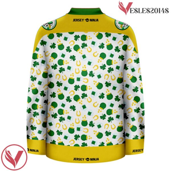 St Patrick's Day Pattern Green Beer Holiday Hockey Jersey - Vesles2014S 3