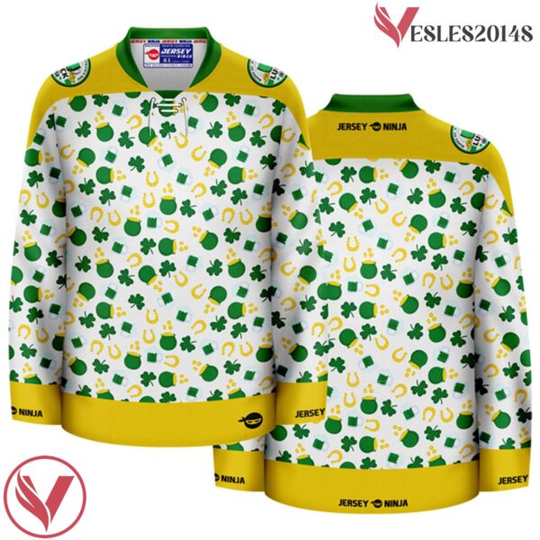 St Patrick's Day Pattern Green Beer Holiday Hockey Jersey - Vesles2014S