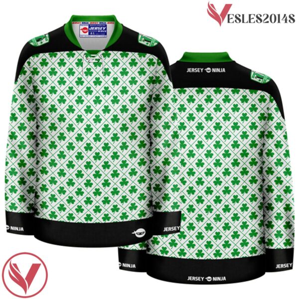 St Patrick's Day Shamrock Ugly Sweater Holiday Hockey Jersey - Vesles2014S
