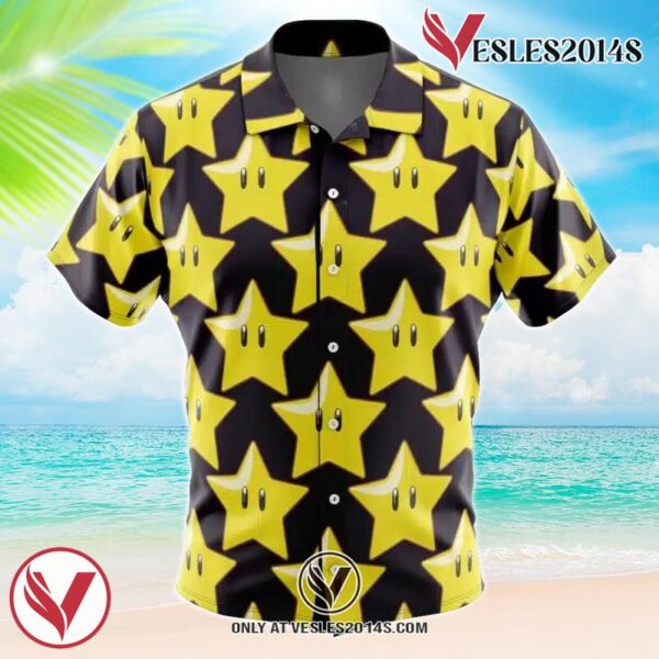 Star Mario Bros Hawaiian Button Up Shirt, Perfect Gifts For Anime Lovers - Vesles2014S
