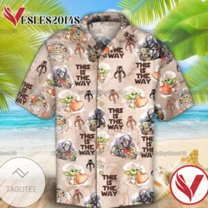 Star Wars Baby Yoda And Darth Vader Graphic Print Short Sleeve Hawaiian Casual Shirt Vesles2014S 1