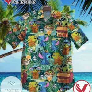 Star Wars Baby Yoda Hawaiian VII Graphic Print Short Sleeve Hawaiian Casual Shirt Vesles2014S