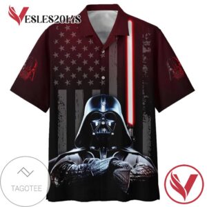 Star Wars Darth Vader American Flag Hawaiian Graphic Print Short Sleeve Hawaiian Casual Shirt Vesles2014S