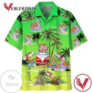 Star Wars Disney Baby Yoda 2 Hawaiian Graphic Print Short Sleeve Hawaiian Casual Shirt Vesles2014S