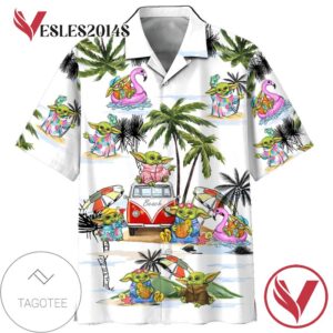 Star Wars Disney Baby Yoda Hawaiian Graphic Print Short Sleeve Hawaiian Casual Shirt Vesles2014S 1
