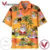 Star Wars Disney Baby Yoda Orange Hawaiian Graphic Print Short Sleeve Hawaiian Casual Shirt Vesles2014S