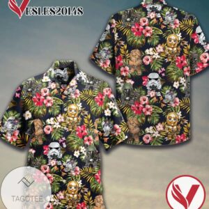 Star Wars Tropical Stormtrooper For men And Women Graphic Print Short Sleeve Hawaiian Casual Shirt Vesles2014S