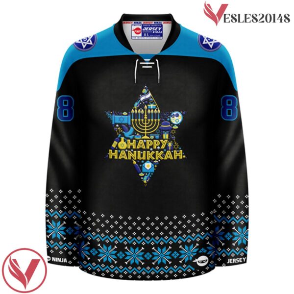 Star of David Collage Hanukkah Black Jersey - Vesles2014S 2