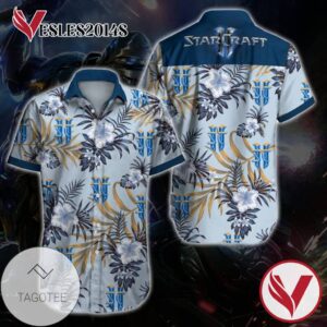 StarCraft Hawaiian Graphic Print Short Sleeve Hawaiian Casual Shirt Vesles2014S