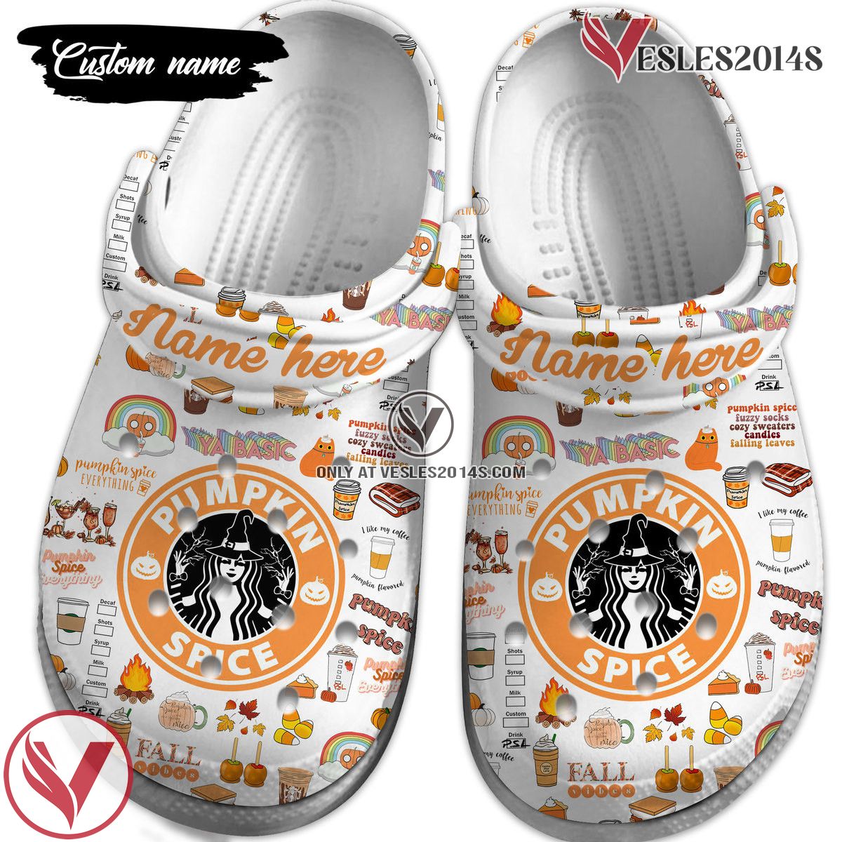 Starbucks Pumpkin Spice Crocs Crocband Clogs Shoes Comfortable For Men Women and Kids Style 1, Unique Gift From Vesles2014S 2