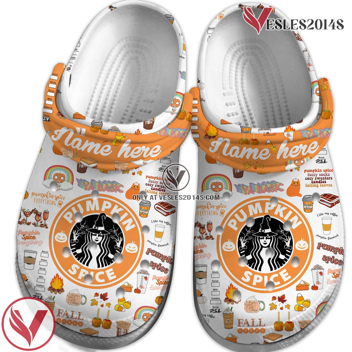 Starbucks Pumpkin Spice Crocs Crocband Clogs Shoes Comfortable For Men Women and Kids Style 2, Unique Gift From Vesles2014S 2