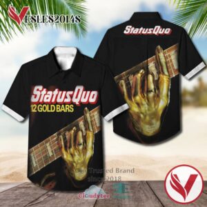 Status Quo 12 Gold Bars 1980 Casual Hawaiian Shirt, Best Gifts For Summer Vesles2014S 1