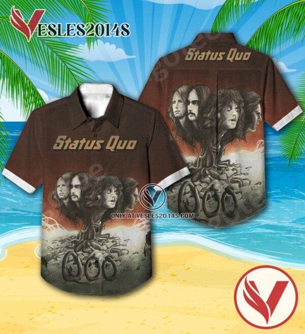 Status Quo Quo Album Cover Brown Hawaiian Shirt, Unique Gifts For Music Lovers - Vesles2014S