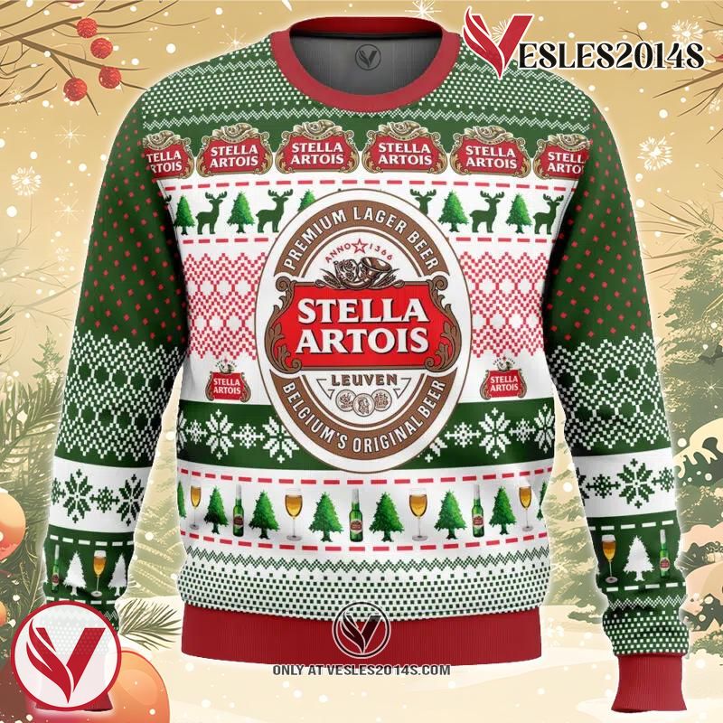 Stella Artois Ugly Christmas Sweater, Unique Christmas Gift For Fans - Vesles2014S