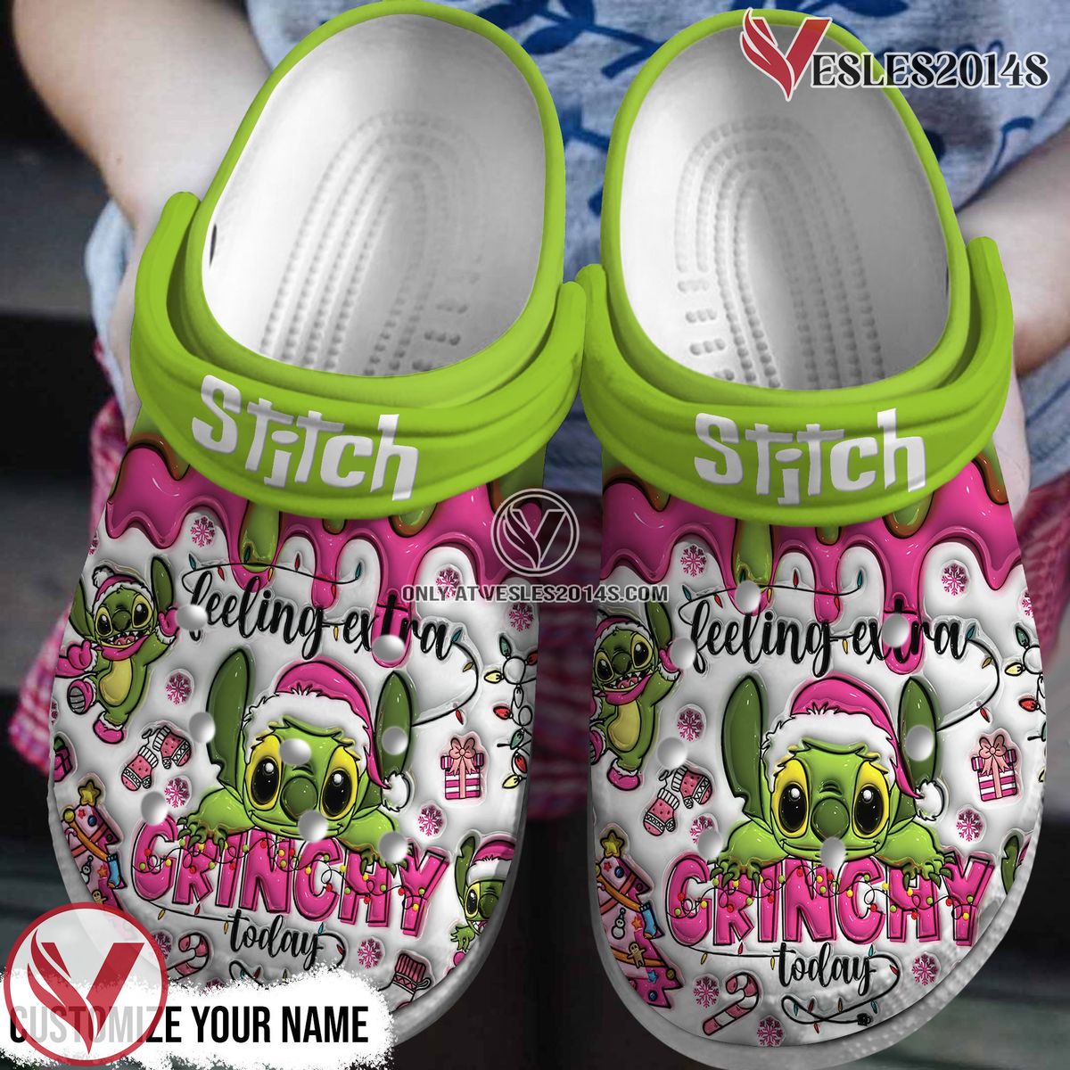 Stich Grinchy Christmas Movie Crocs Crocband Clogs Shoes Comfortable For Men Women and Kids - Vesles2014S