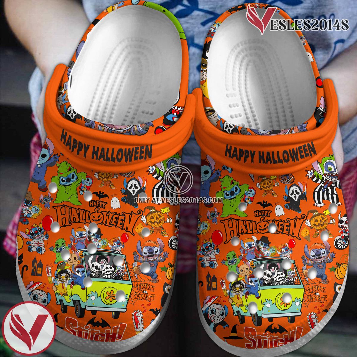 Stich Happy Halloween Movie Crocs Crocband Clogs Shoes Comfortable For Men Women and Kids Style 1 - Vesles2014S