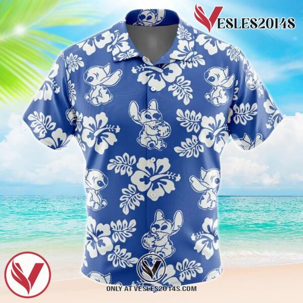 Stitch Aloha Lilo & Stitch Hawaiian Button Up Shirt, Perfect Gifts For Anime Lovers - Vesles2014S
