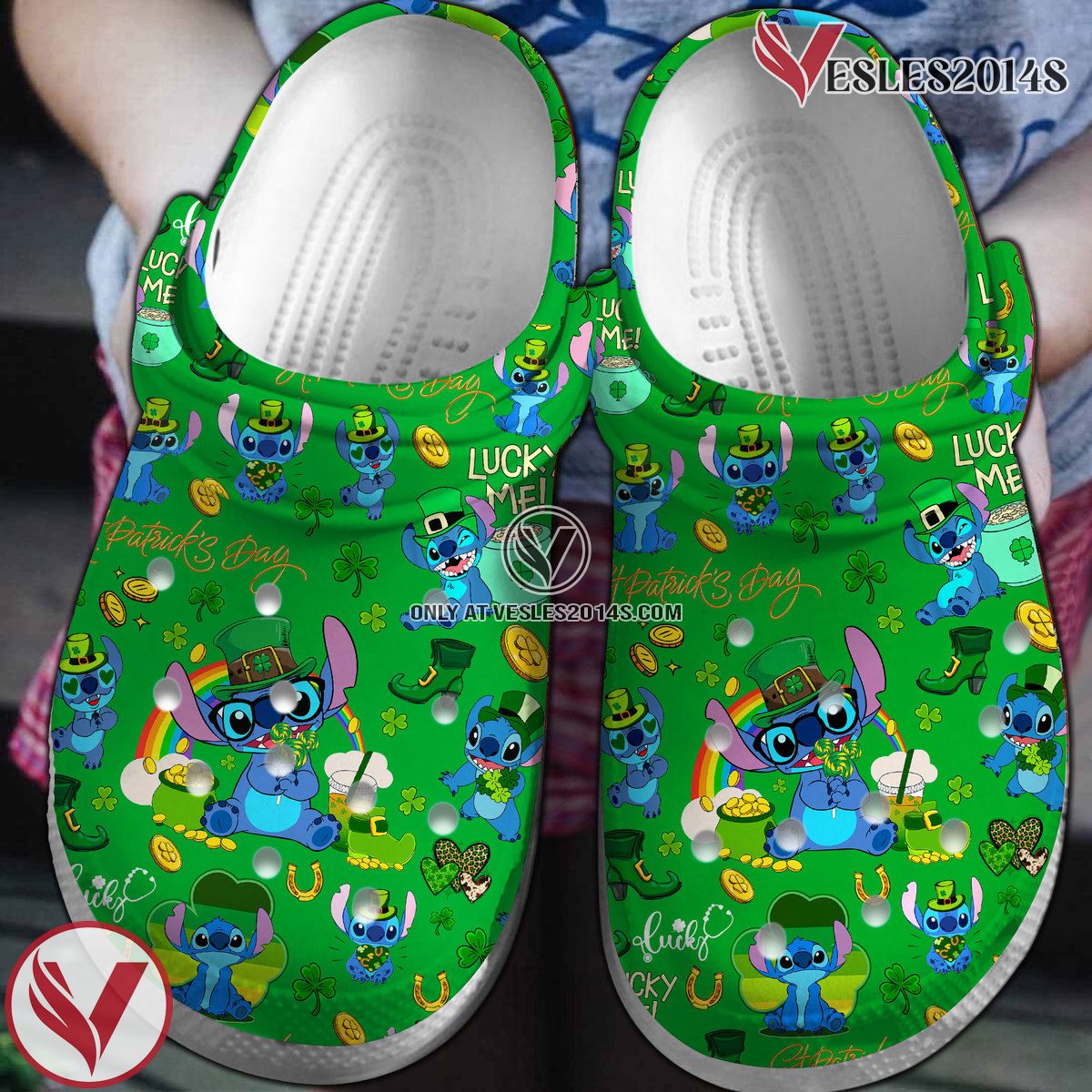 Stitch St. Patricks Day Movie Crocs Crocband Clogs Shoes Comfortable For Men Women and Kids Style 1 - Vesles2014S